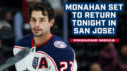 Monahan Set to Return Tonight in San Jose!  Pregame Media