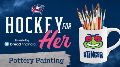 blue jackets hockey for her returns pottery painting
