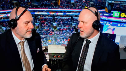 Viaplay, 4 Nations TV studio with commentator Niklas Holmgren and expert Mattias Norström