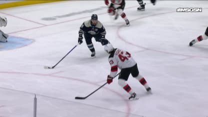 NJD@CBJ: Hughes scores goal against Jet Greaves