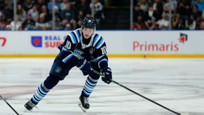 Maxim Schafer #10 of the Chicoutimi Saguenéens skates during the third period of their 2026 Memorial Cup game against the Kelowna Rockets at Prospera Place on May 24, 2026 in Kelowna, British Columbia, Canada. (Photo by Derek Cain/Getty Images)