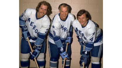 Marty, Mark, Gordie Howe with the 1973-74 Houston Aeros