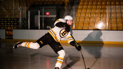 Photos: Zacha, Lohrei Show Off Bruins' New Road Uniforms