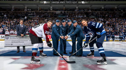 Nathan MacKinnon Ceremonial Faceoff Military Winnipeg Jets 2019 November 12