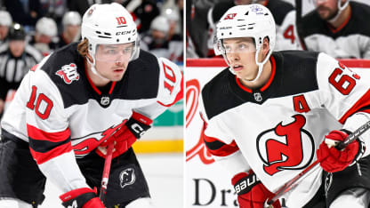 Jesper Bratt Alexander Holtz på målhumör för New Jersey Devils