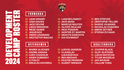 Florida Panthers Announce Roster and Schedule for 2024 Development Camp