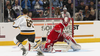 Mario Lemieux of the Pittsburgh Penguins takes a shot versus Dominik Hasek of the Detroit Red Wings during the Dodge NHL SuperSkills competition at the Staples Center in Los Angeles, California. The World defeated North America 21-11. DIGITAL IMAGE. Mandatory Credit: Robert LaBerge/Getty Images/NHLI