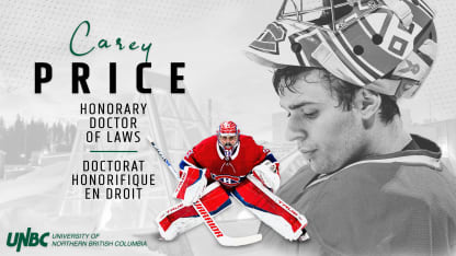 Carey Price will receive an honorary doctorate from the University of Northern British Columbia