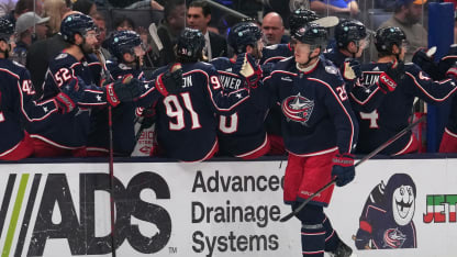 CBJ Bench celebration preseason 23