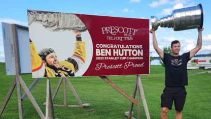 Ben Hutton welcomed back to Prescott with Stanley Cup gets billboard
