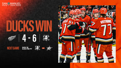 Recap: Gauthier Scores First Career Goal as Ducks Rally for Comeback Win over Detroit