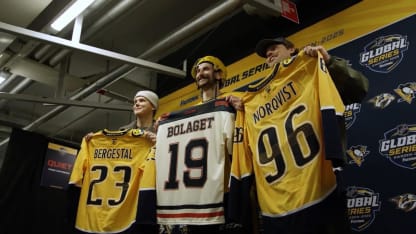 Filip Forsberg swaps jerseys with Swedish band Bolaget