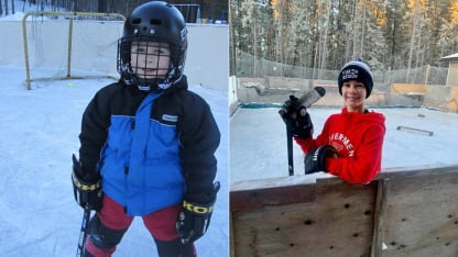 McKenna black helmet & McKenna hand on stick