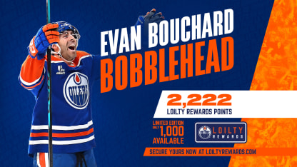 Limited Edition Evan Bouchard Bobblehead only available at LoiltyRewards.com
