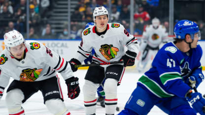 Connor Bedard #98 of the Chicago Blackhawks skates during the second period of their NHL game against the Vancouver Canucks at Rogers Arena on November 16, 2024 in Vancouver, British Columbia, Canada. (Photo by Derek Cain/Getty Images)