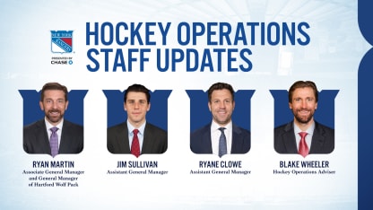 Rangers Announce Updates to Hockey Operations Department