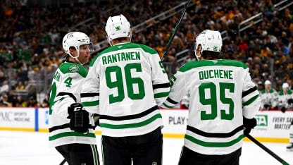 Mikko Rantanen #96 of the Dallas Stars celebrates his second period goal against the Pittsburgh Penguins at PPG PAINTS Arena on March 28, 2026 in Pittsburgh, Pennsylvania. (Photo by Joe Sargent/NHLI via Getty Images)