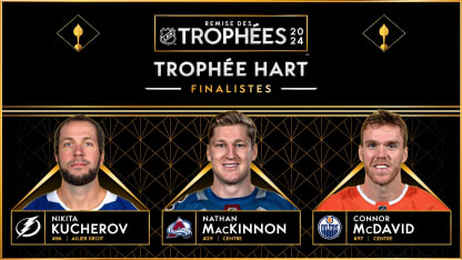 Kucherov, MacKinnon et McDavid finalistes au trophée Hart