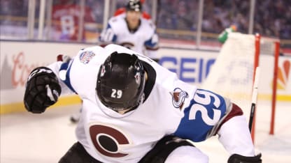 Nathan MacKinnon celebrate 2016 Stadium Series outdoor game Coors Field