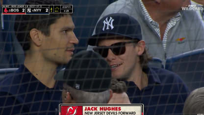 Jack Hughes cheers on New York Yankees at AL Wild Card