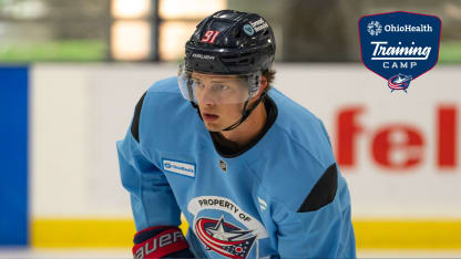 blue jackets training camp kent johnson