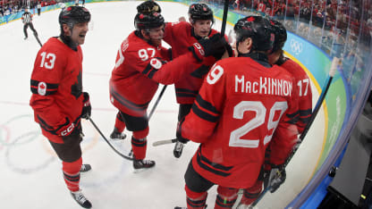 MacKinnon CAN goal celebration vs FIN