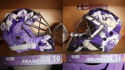 Hockey Fights Cancer 2019 Goalie Masks Philipp Grubauer Pavel Francouz