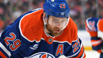 Leon Draisaitl #29 of the Edmonton Oilers awaits a face-off during the second period of the game against the Dallas Stars at Rogers Place on November 25, 2025, in Edmonton, Alberta, Canada. (Photo by Andy Devlin/NHLI via Getty Images)