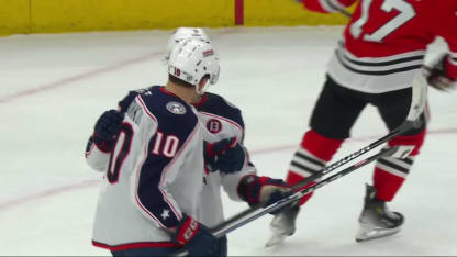 CBJ@CHI: Voronkov scores empty-net goal