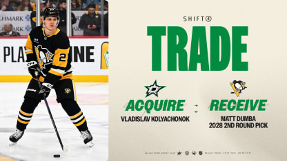 Dallas Stars acquire defenseman Vladislav Kolyachonok from Pittsburgh in exchange for Mathew Dumba and a 2028 second-round pick