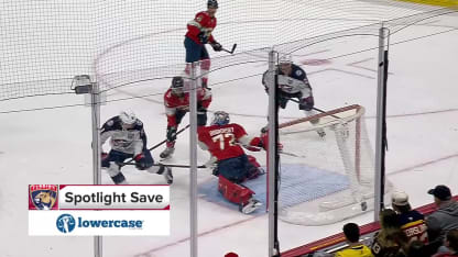 CBJ@FLA: Bobrovsky with a great save against Kent Johnson