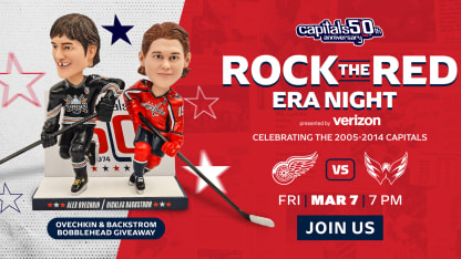 Capitals to Host 50th Anniversary Trophy Showcase March 7-8, Coinciding with “Rock the Red” Era Night presented by Verizon against Detroit