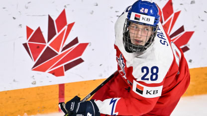 Eduard Sale #28 of Team Czech Republic skates during the third period against Team Sweden in the semifinal round of the 2023 IIHF World Junior Championship at Scotiabank Centre on January 4, 2023 in Halifax, Nova Scotia, Canada. Team Czech Republic defeated Team Sweden 2-1 in overtime. (Photo by Minas Panagiotakis/Getty Images)