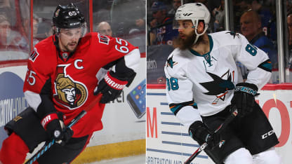 Erik Karlsson Ottawa Senators Brent Burns San Jose Sharks