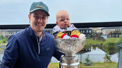 Golden Knights' Brett Howden golfs, puts baby son in Stanley Cup