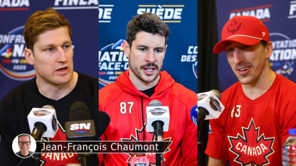 SPLIT MACKINNON CROSBY MARCHAND BADGE CHAUMONT