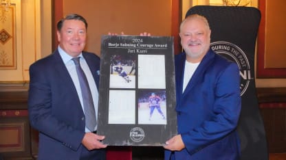 Jari Kurri celebrated as Borje Salming Courage Award winner during Global Series Finland