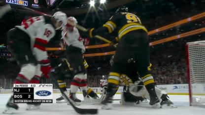 Swayman with a great save against Connor Brown