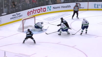 VAN@UTA: Sergachev scores goal against Thatcher Demko