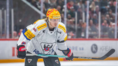 TopScorer Marcus Sorensen #9 of HC Fribourg-Gotteron looks on during the Swiss National League Playoff Semi-final game between Lausanne HC and HC Fribourg-Gotteron at Vaudoise Arena on April 3, 2024 in Lausanne, Switzerland. (Photo by RvS.Media/Monika Majer/Getty Images)