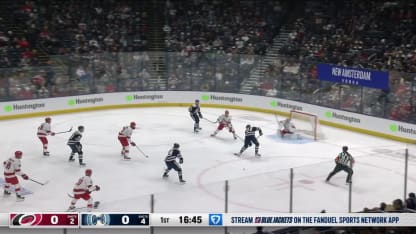 CAR@CBJ: Merzlikins with a great save against Seth Jarvis