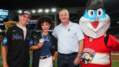 Evan Rodrigues Panthers Marlins first pitch