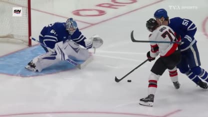 Ridly Greig with a Goal vs. les Maple Leafs de Toronto