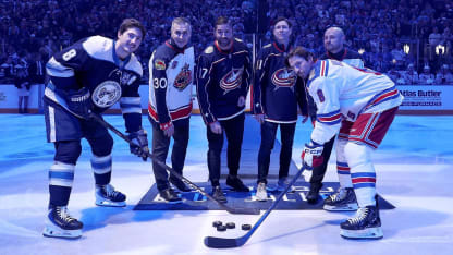The Legends Return! 🤩  Marc Denis, David Vyborny, Brandon Dubinsky & Matt Calvert's Ceremonial Puck Drop