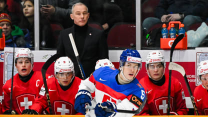 Richard Baran #5 of Team Slovakia skates in the first period against Team Switzerland of the Group B match during the 2025 IIHF World Junior Championship at The Arena at TD place on December 27, 2024 in Ottawa, Ontario, Canada. Team Slovakia defeated Team Switzerland 2-1. (Photo by Minas Panagiotakis/Getty Images)