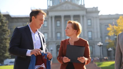 Joe Sakic Donna Lynne Game On Industry Growth Fund Colorado state capitol announcement 2017 October 13