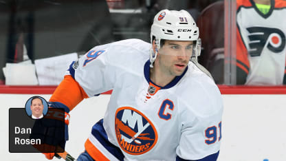 John Tavares #91 of the New York Islanders skates during warm-ups prior to his game against the Philadelphia Flyers