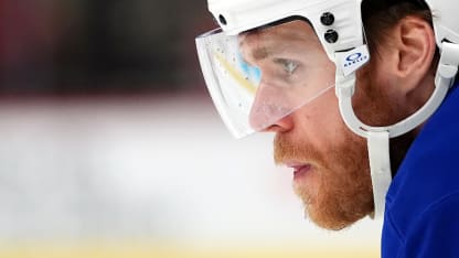 Connor McDavid #97 of the Edmonton Oilers looks on during the game against the Carolina Hurricanes at Lenovo Center on March 01, 2025 in Raleigh, North Carolina. (Photo by Grant Halverson/Getty Images)