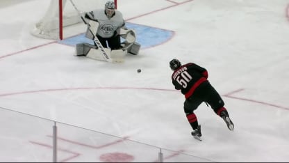 LAK@CAR: Robinson scores goal against Darcy Kuemper