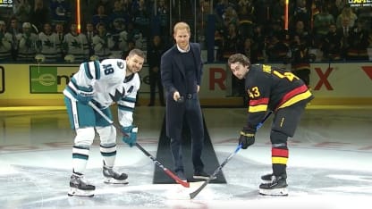 Prince Harry drops puck for Canucks Sharks game